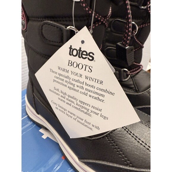 Totes Girl’s Mackenzie Black Snow Winter  Boots Size 3 - Picture 8 of 9